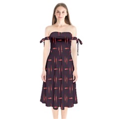 Hot Peppers Shoulder Tie Bardot Midi Dress by SychEva