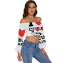 I love cuba libres  Long Sleeve Crinkled Weave Crop Top View3