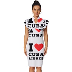 I Love Cuba Libres  Vintage Frill Sleeve V-neck Bodycon Dress by ilovewhateva