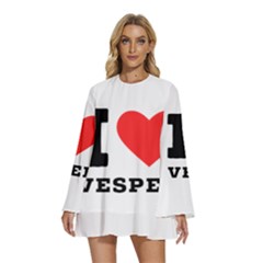 I Love Vesper Round Neck Long Sleeve Bohemian Style Chiffon Mini Dress by ilovewhateva