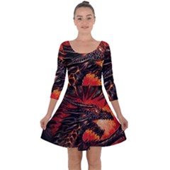 Dragon Quarter Sleeve Skater Dress by Salman4z