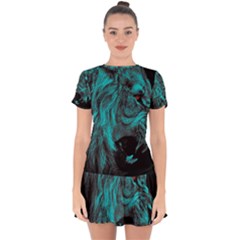 Angry Male Lion Predator Carnivore Drop Hem Mini Chiffon Dress by Salman4z