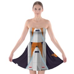 Rocket Space Universe Spaceship Strapless Bra Top Dress by Salman4z