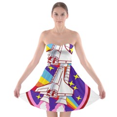 Badge Patch Pink Rainbow Rocket Strapless Bra Top Dress by Salman4z