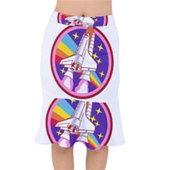 Badge Patch Pink Rainbow Rocket Short Mermaid Skirt by Salman4z