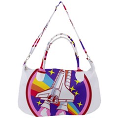 Badge Patch Pink Rainbow Rocket Removable Strap Handbag by Salman4z