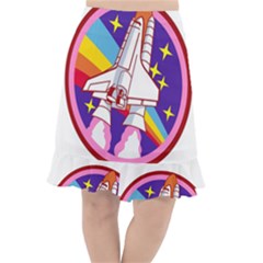 Badge Patch Pink Rainbow Rocket Fishtail Chiffon Skirt by Salman4z