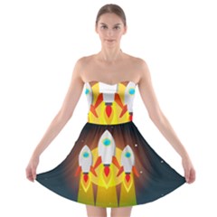 Rocket Take Off Missiles Cosmos Strapless Bra Top Dress by Salman4z