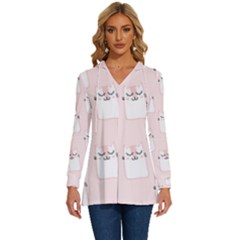 Pattern Pink Cute Sweet Fur Cats Long Sleeve Drawstring Hooded Top by Salman4z