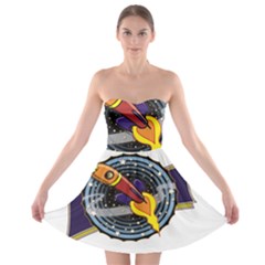 Rocket Space Clipart Illustrator Strapless Bra Top Dress by Salman4z