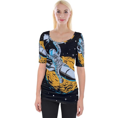 Astronaut Planet Space Science Wide Neckline Tee by Salman4z