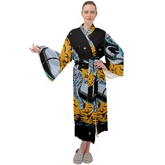 Astronaut Planet Space Science Maxi Velvet Kimono by Salman4z