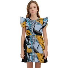 Astronaut Planet Space Science Kids  Winged Sleeve Dress by Salman4z