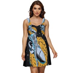 Astronaut Planet Space Science Ruffle Strap Babydoll Chiffon Dress by Salman4z