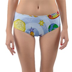 Science Fiction Outer Space Reversible Mid-waist Bikini Bottoms by Salman4z