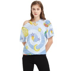 Science Fiction Outer Space One Shoulder Cut Out Tee by Salman4z