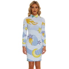 Science Fiction Outer Space Long Sleeve Shirt Collar Bodycon Dress by Salman4z