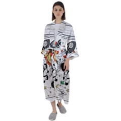 Astronaut Drawing Planet Maxi Satin Kimono by Salman4z