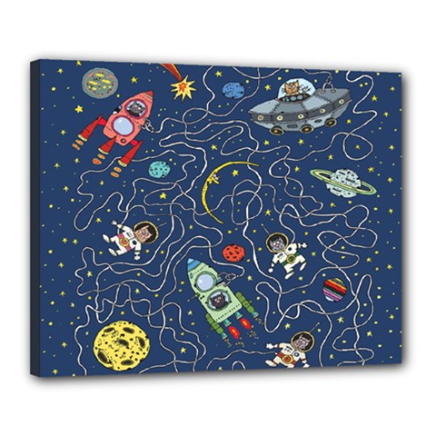 Cat Cosmos Cosmonaut Rocket Canvas 20  X 16  (stretched) by Salman4z