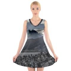 Nature s Symphony: A Portrait Of Ushuaia s Wild Beauty  V-neck Sleeveless Dress by dflcprintsclothing