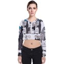 Cute Cat Hand Drawn Cartoon Style Long Sleeve Zip Up Bomber Jacket View1