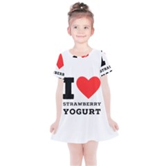 I Love Strawberry Yogurt Kids  Simple Cotton Dress by ilovewhateva