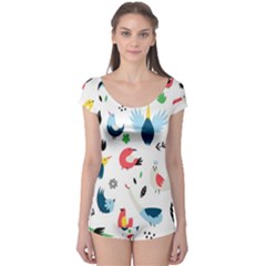 Vector Set Isolates With Cute Birds Scandinavian Style Boyleg Leotard  by Salman4z