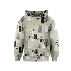 Cute Cat Seamless Pattern Kids  Pullover Hoodie by Salman4z