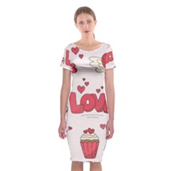 Hand Drawn Valentines Day Element Collection Classic Short Sleeve Midi Dress by Salman4z