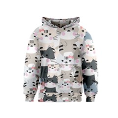 Cute Cat Couple Seamless Pattern Cartoon Kids  Pullover Hoodie by Salman4z