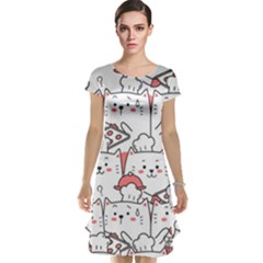 Cute Cat Chef Cooking Seamless Pattern Cartoon Cap Sleeve Nightdress by Salman4z