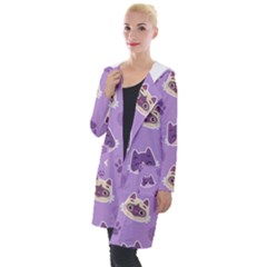 Cute Colorful Cat Kitten With Paw Yarn Ball Seamless Pattern Hooded Pocket Cardigan by Salman4z