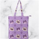 Cute Colorful Cat Kitten With Paw Yarn Ball Seamless Pattern Double Zip Up Tote Bag View1