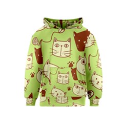 Cute Hand Drawn Cat Seamless Pattern Kids  Pullover Hoodie by Salman4z