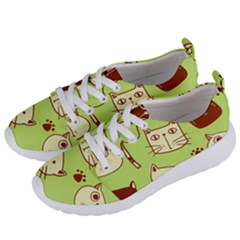 Cute Hand Drawn Cat Seamless Pattern Women s Lightweight Sports Shoes by Salman4z