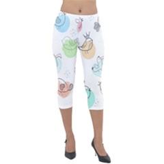 Cartoon Bird Cute Doodle Bird Lightweight Velour Capri Leggings  by Salman4z