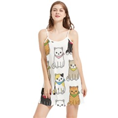 Cat Kitten Seamless Pattern Summer Frill Dress by Salman4z