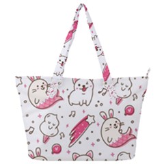 Cute Animal Seamless Pattern Kawaii Doodle Style Full Print Shoulder Bag by Salman4z