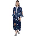 Cute-astronaut-cat-with-star-galaxy-elements-seamless-pattern Maxi Satin Kimono View1