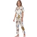 Happy-cats-pattern-background Kids  Satin Short Sleeve Pajamas Set View1