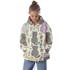 Funny Cartoon Cats Seamless Pattern Kids  Oversized Hoodie by Salman4z