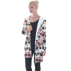 Cute-dog-seamless-pattern-background Longline Hooded Cardigan by Salman4z