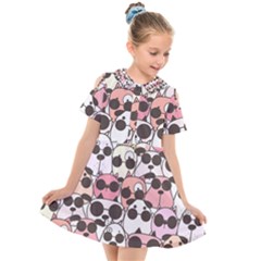 Cute-dog-seamless-pattern-background Kids  Short Sleeve Shirt Dress by Salman4z