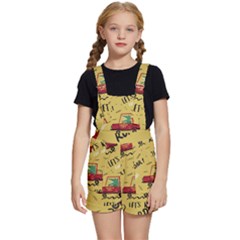 Childish-seamless-pattern-with-dino-driver Kids  Short Overalls by Salman4z