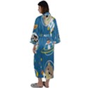 Seamless-pattern-funny-astronaut-outer-space-transportation Maxi Satin Kimono View2