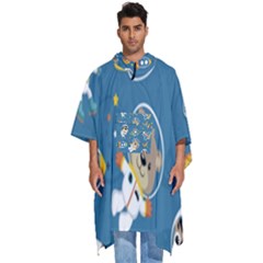 Seamless-pattern-funny-astronaut-outer-space-transportation Men s Hooded Rain Ponchos by Salman4z