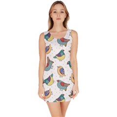 Seamless-pattern-with-hand-drawn-bird-black Bodycon Dress by Salman4z