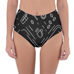 Coffee-background Reversible High-waist Bikini Bottoms by Salman4z