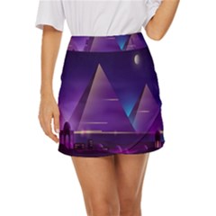 Egyptian-pyramids-night-landscape-cartoon Mini Front Wrap Skirt by Salman4z