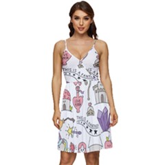 Fantasy-things-doodle-style-vector-illustration V-neck Pocket Summer Dress  by Salman4z